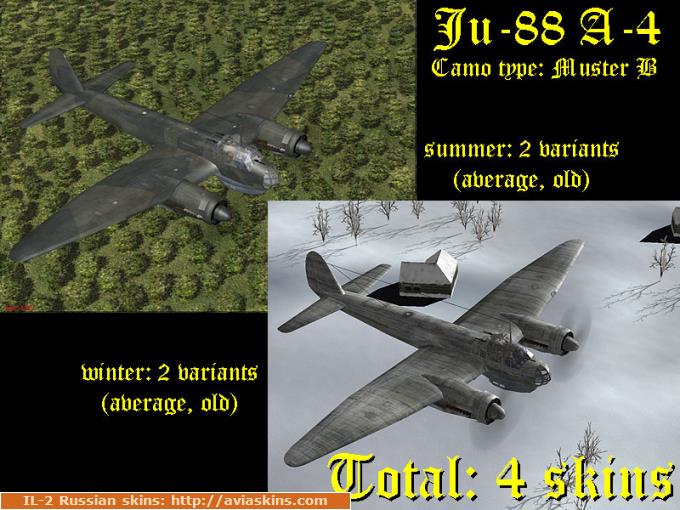 Skinpack Ju-88 A-4 (summer+winter) unmarked (v.2)
